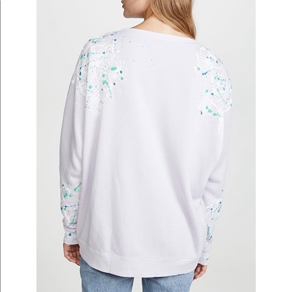 Wildfox Couture Bleach Dripped Roadtrip Sweatshirt Dress in Iris Size XS - Picture 2 of 6